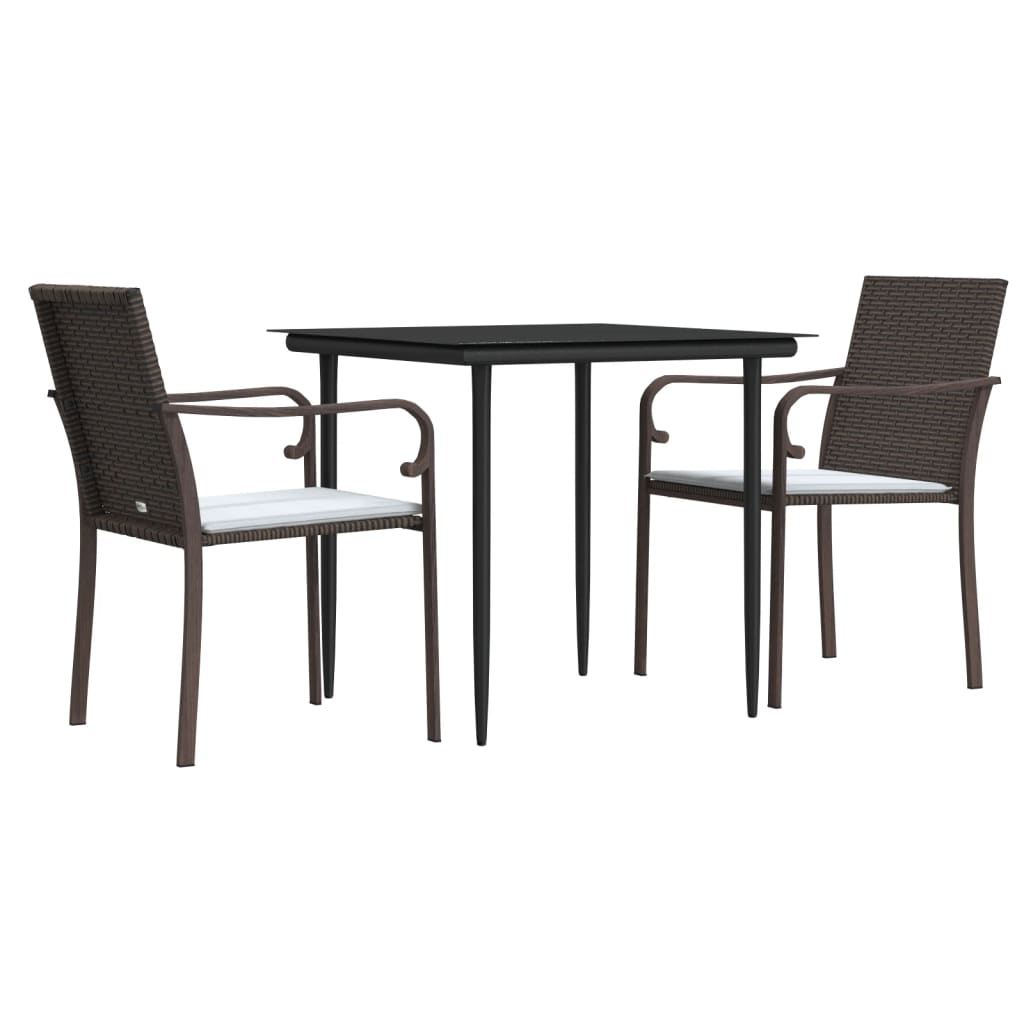 3-dijelni vrtni blagovaonski set s jastucima poliratan i čelik