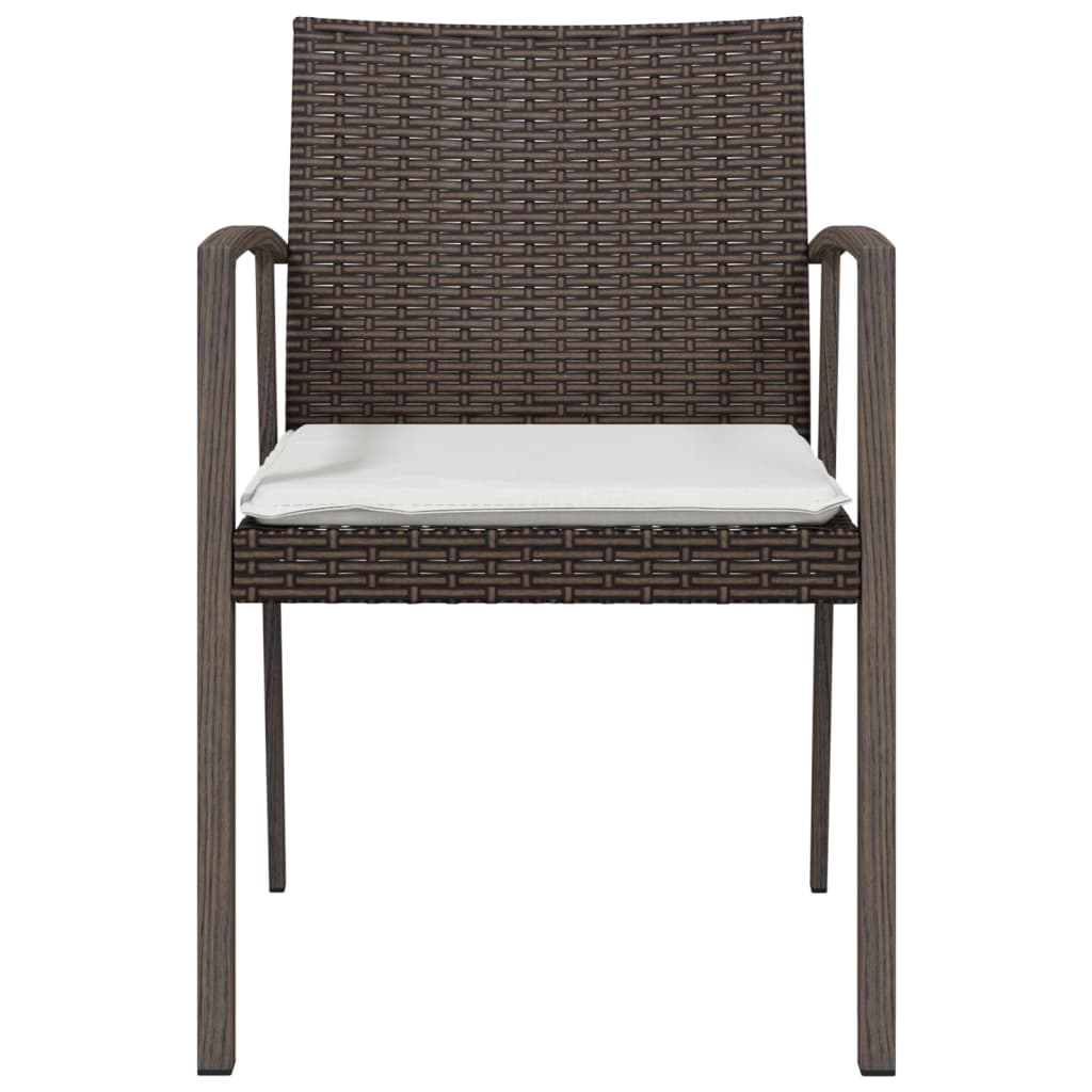 Vrtne stolice s jastucima 4 kom smeđe 56,5x57x83 cm poliratan