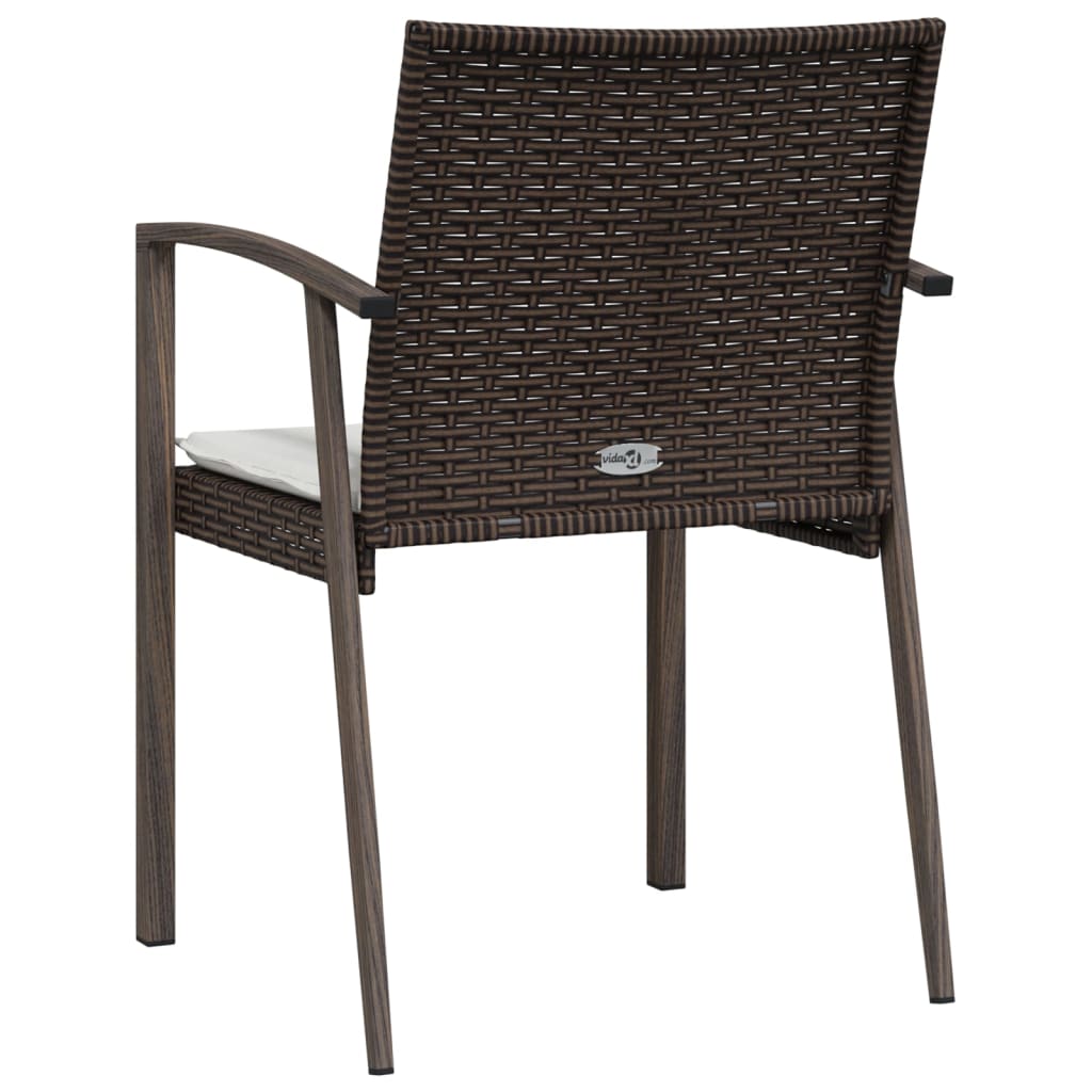 Vrtne stolice s jastucima 4 kom smeđe 56,5x57x83 cm poliratan