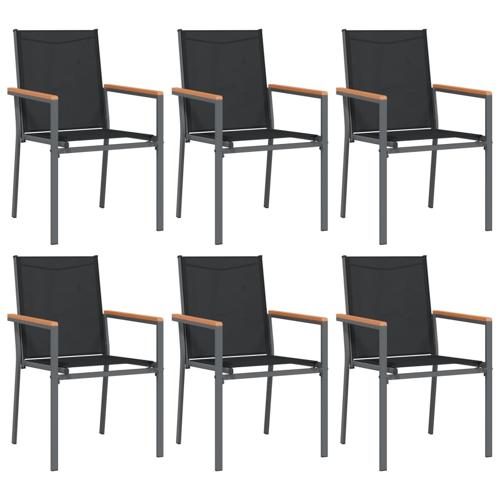 Vrtne stolice 6 kom crne 55 x 61,5 x 90 cm tekstilen i čelik