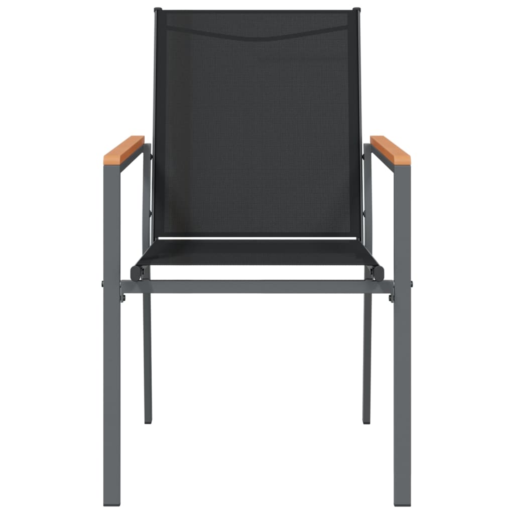 Vrtne stolice 6 kom crne 55 x 61,5 x 90 cm tekstilen i čelik