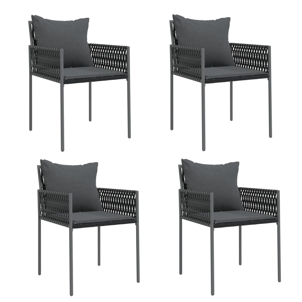 Vrtne stolice s jastucima 4 kom crne 54x61x83 cm od poliratana