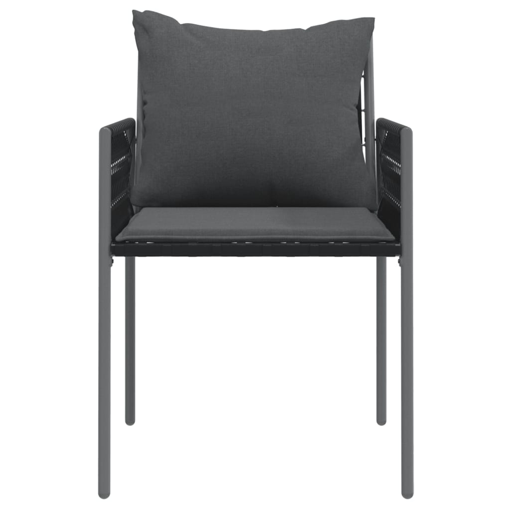 Vrtne stolice s jastucima 4 kom crne 54x61x83 cm od poliratana