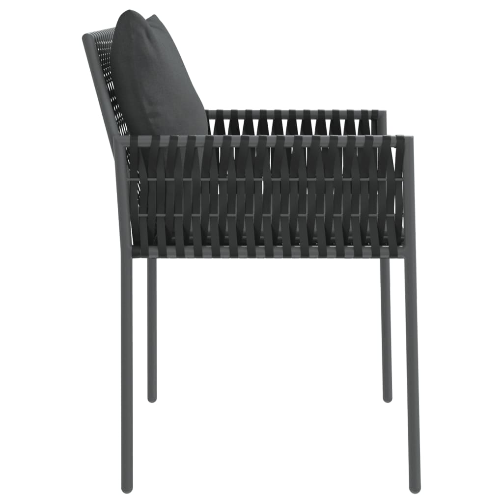 Vrtne stolice s jastucima 4 kom crne 54x61x83 cm od poliratana