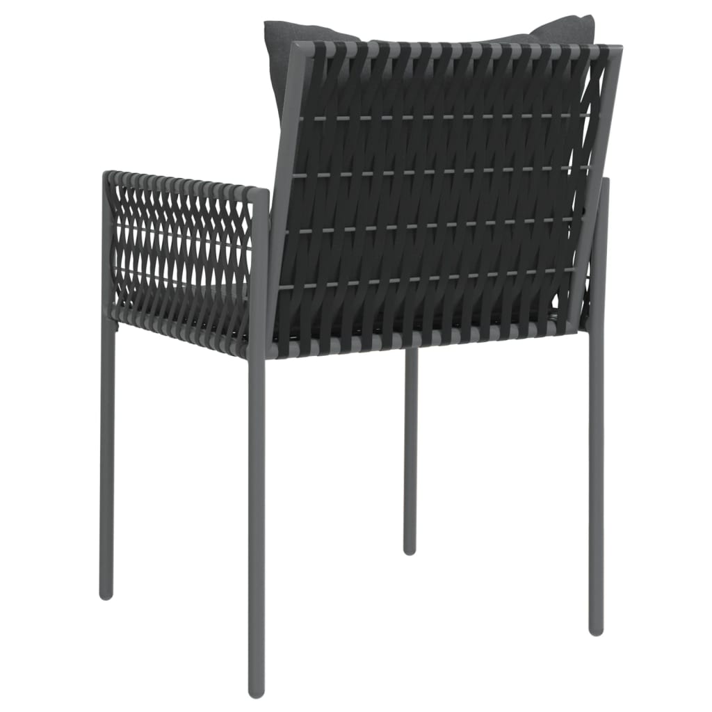 Vrtne stolice s jastucima 4 kom crne 54x61x83 cm od poliratana