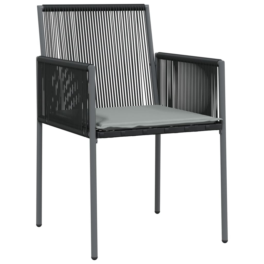 Vrtne stolice s jastucima 6 kom crne 54x60,5x83,5 cm poliratan