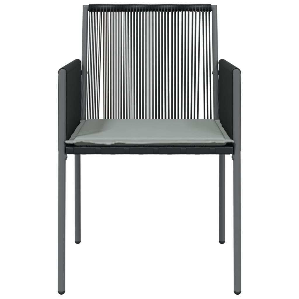 Vrtne stolice s jastucima 6 kom crne 54x60,5x83,5 cm poliratan