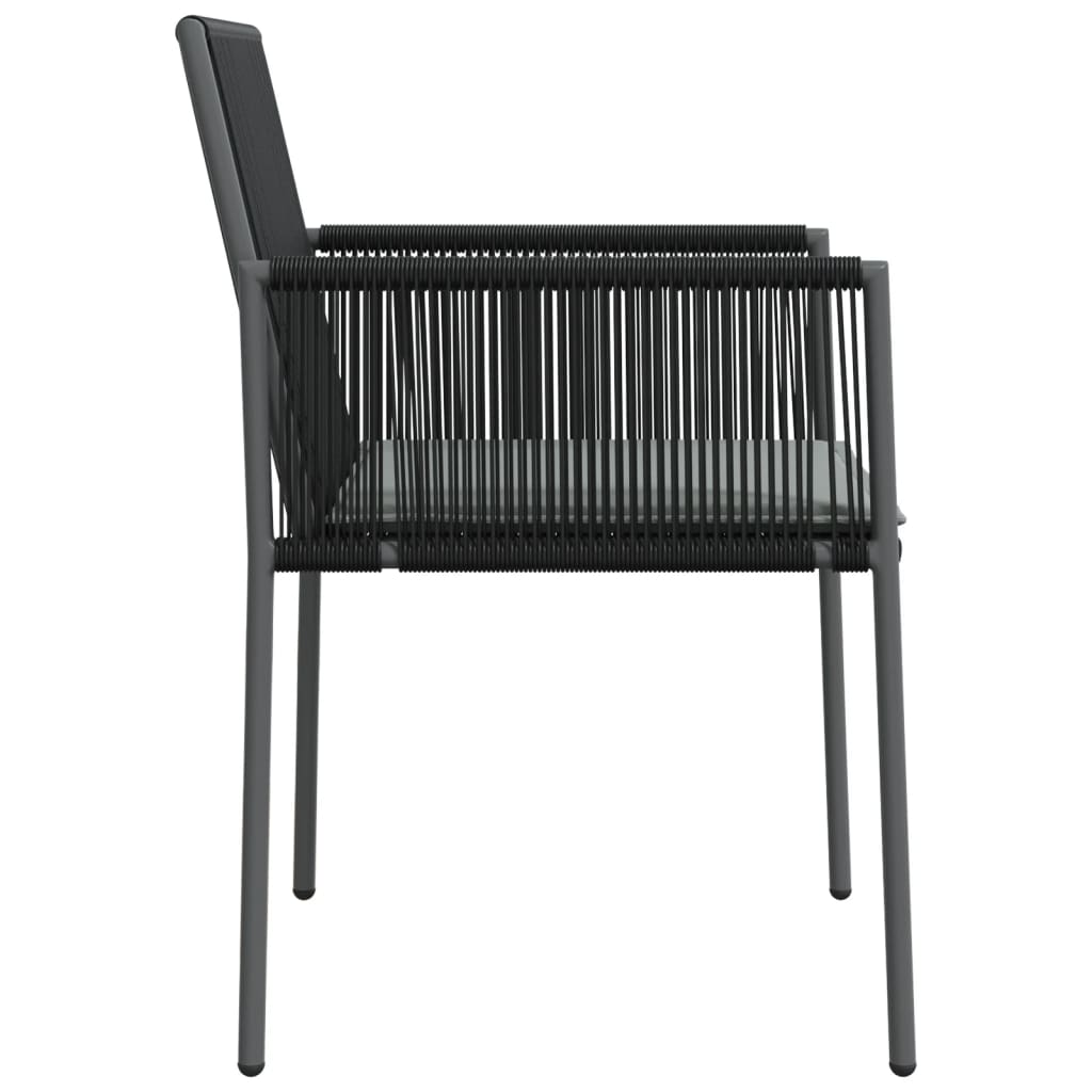 Vrtne stolice s jastucima 6 kom crne 54x60,5x83,5 cm poliratan
