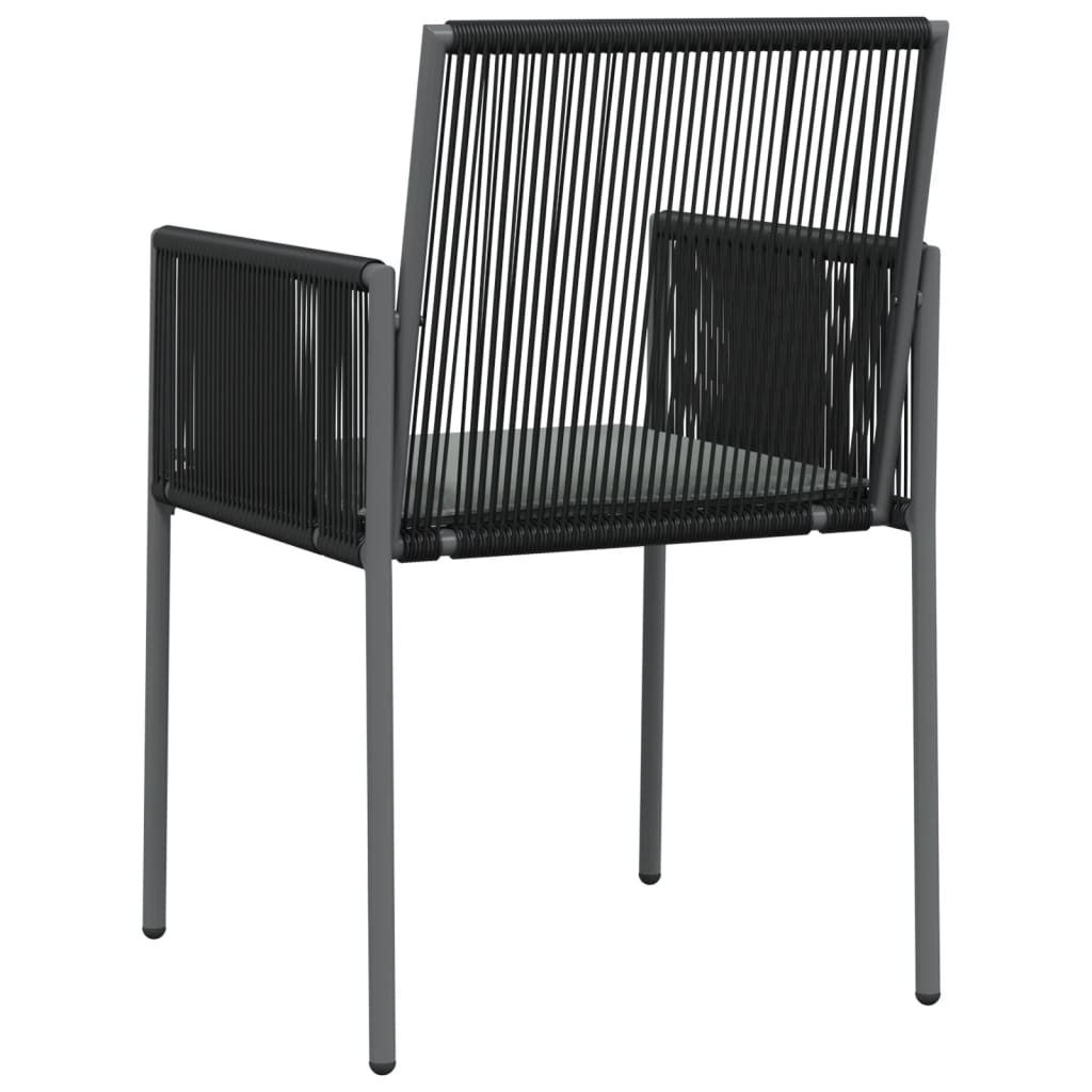 Vrtne stolice s jastucima 6 kom crne 54x60,5x83,5 cm poliratan
