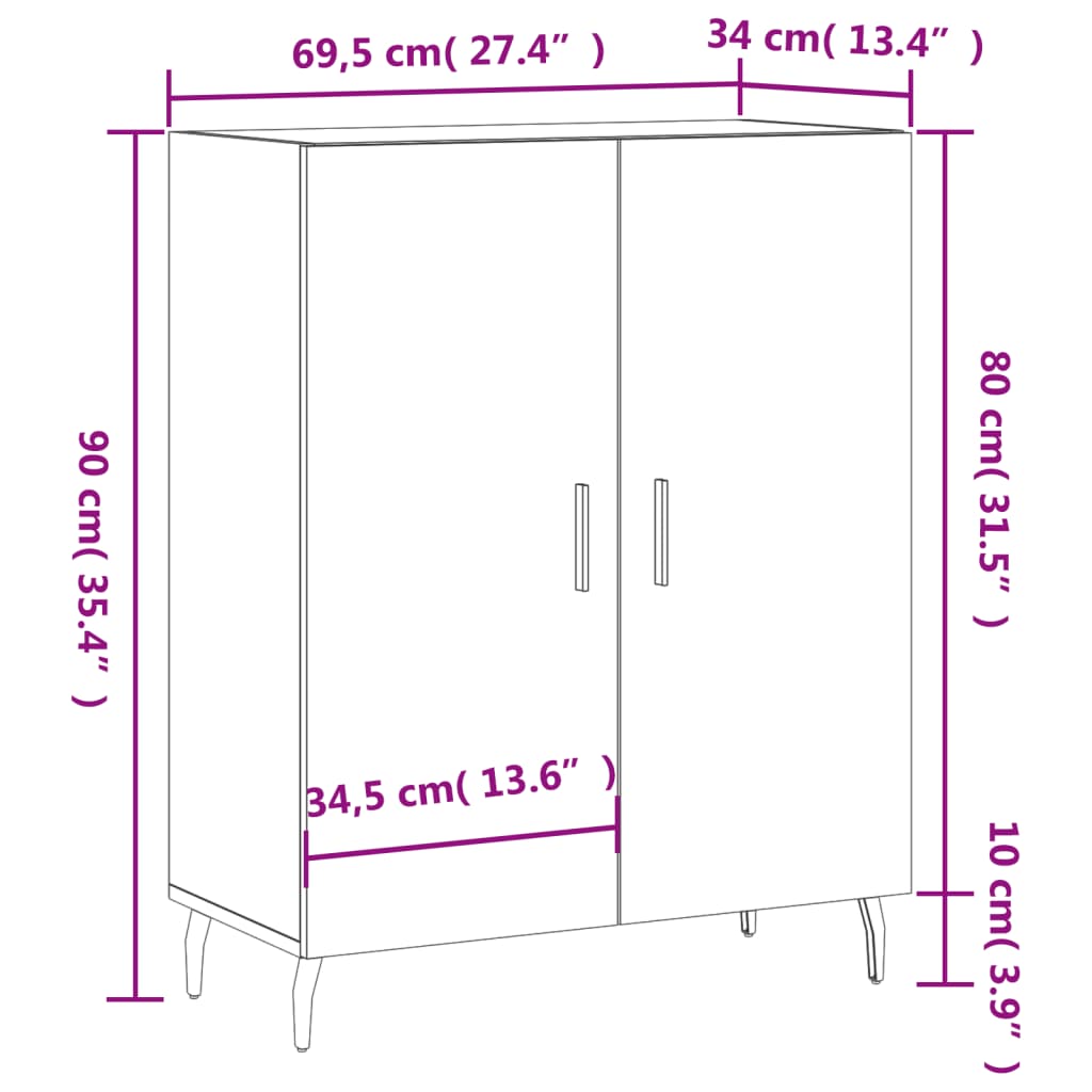 Komoda boja hrasta sonome 69,5x34x90 cm od konstruiranog drva