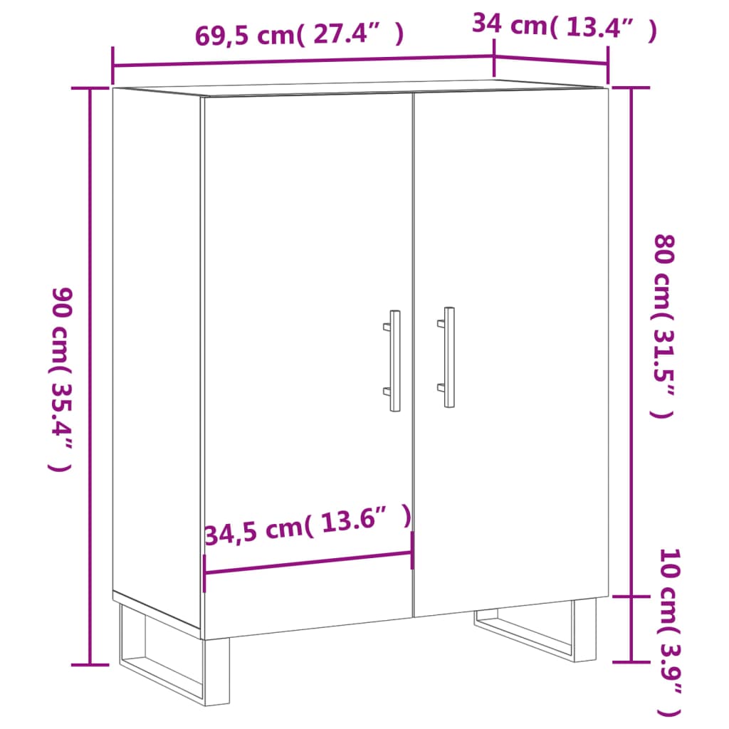 Komoda boja hrasta sonome 69,5x34x90 cm od konstruiranog drva