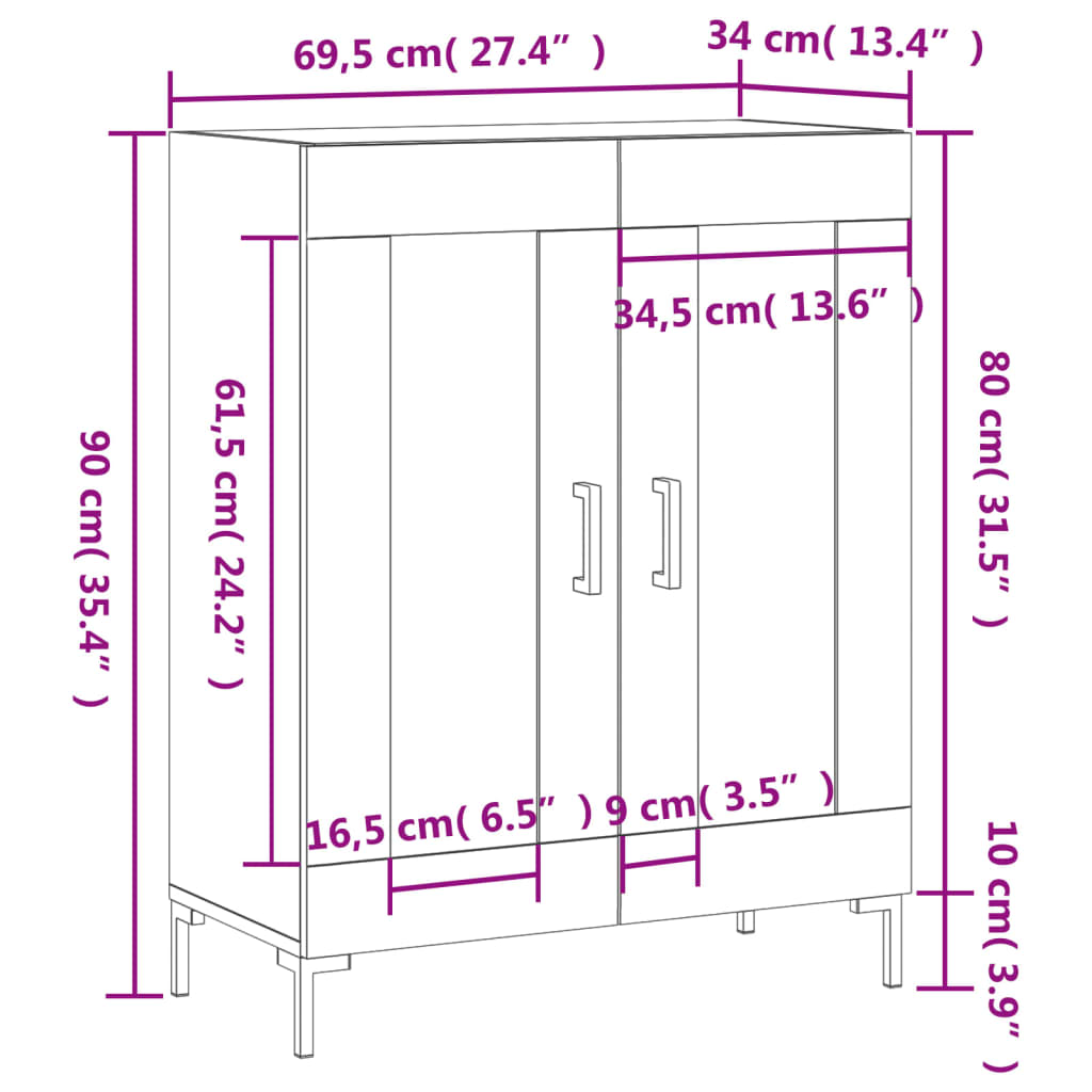 Komoda sjajna bijela 69,5x34x90 cm od konstruiranog drva