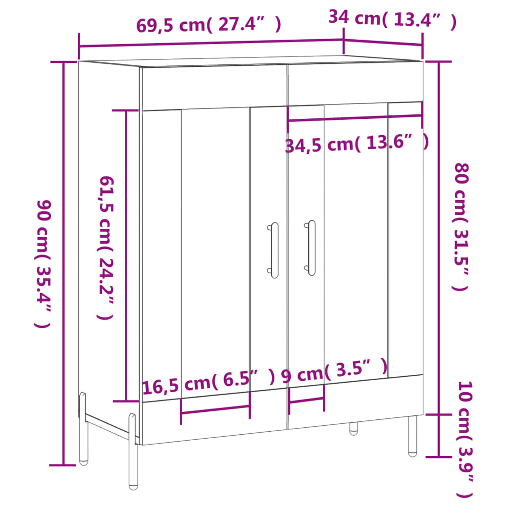Komoda sjajna bijela 69,5x34x90 cm od konstruiranog drva