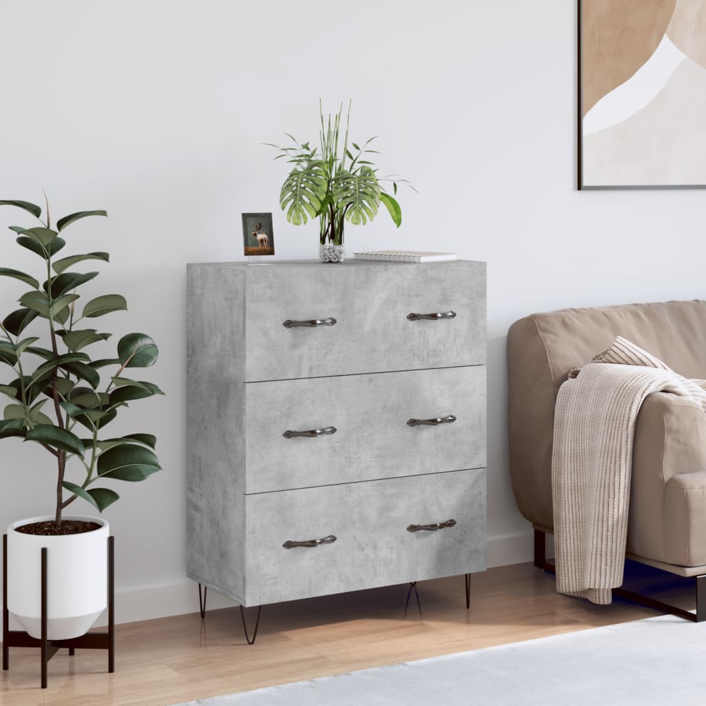 Komoda siva boja betona 69,5x34x90 cm od konstruiranog drva