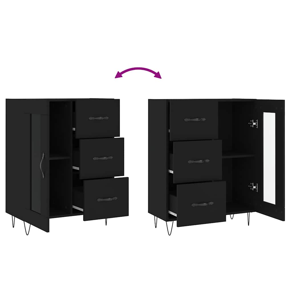 Komoda crna 69,5 x 34 x 90 cm od konstruiranog drva