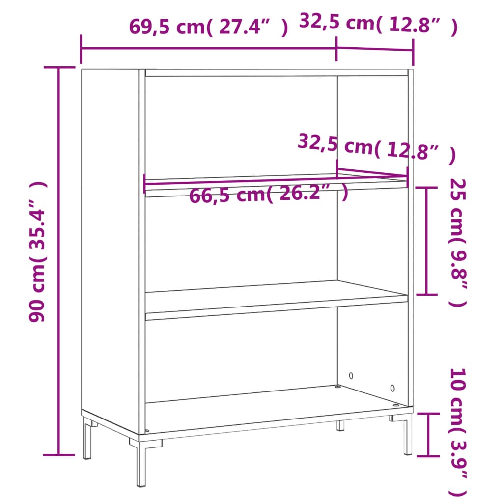 Regal za knjige boja hrasta 69,5x32,5x90 cm konstruirano drvo