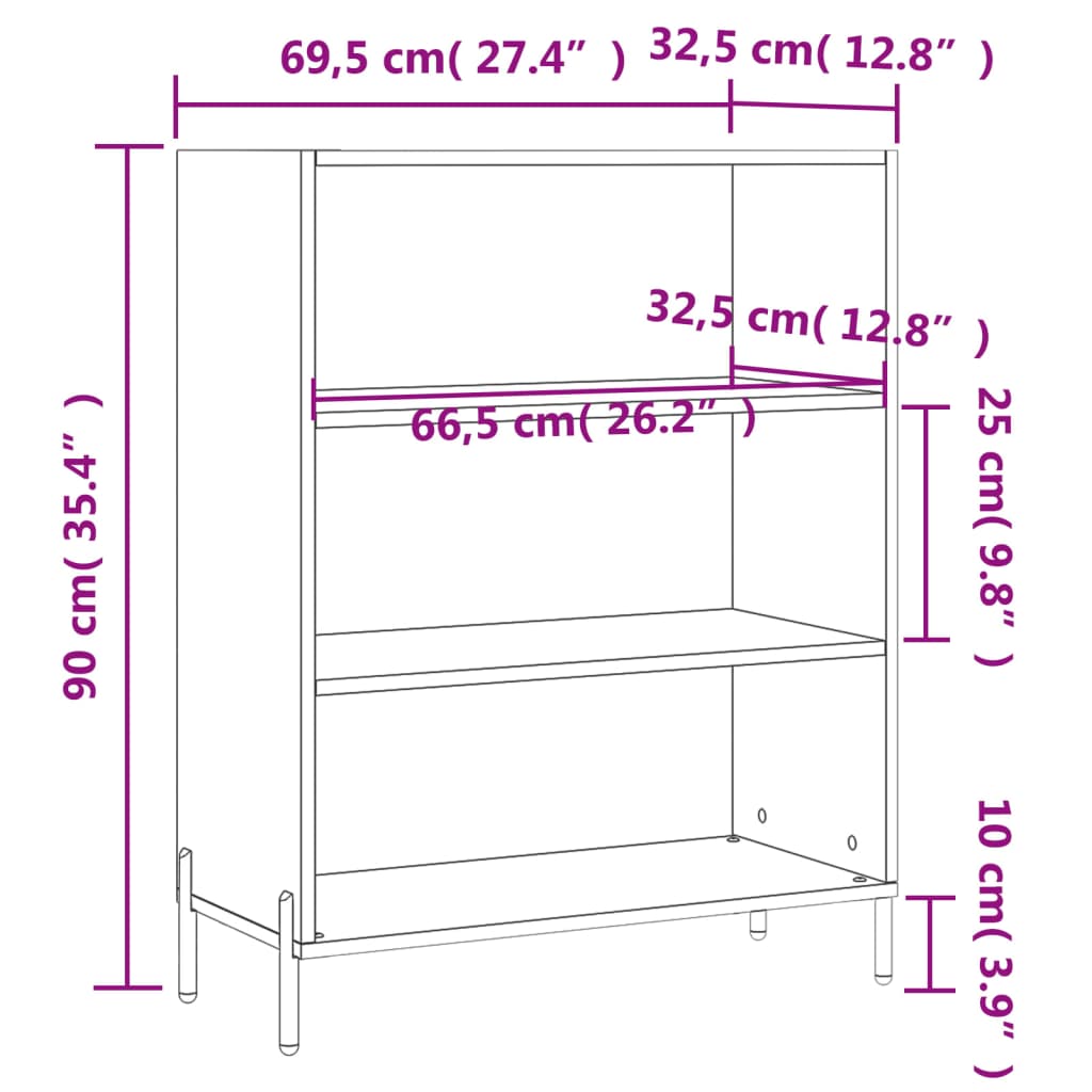 Ormarić s policama bijeli 69,5 x 32,5 x 90 cm konstruirano drvo