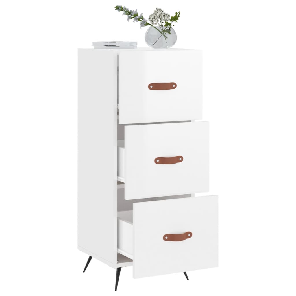 Komoda sjajna bijela 34,5 x 34 x 90 cm od konstruiranog drva