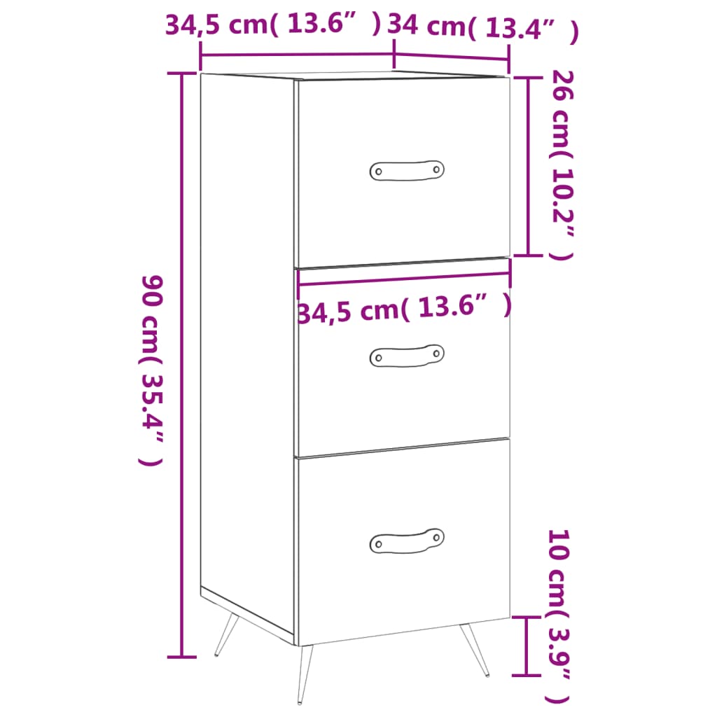 Komoda boja hrasta sonome 34,5x34x90 cm od konstruiranog drva