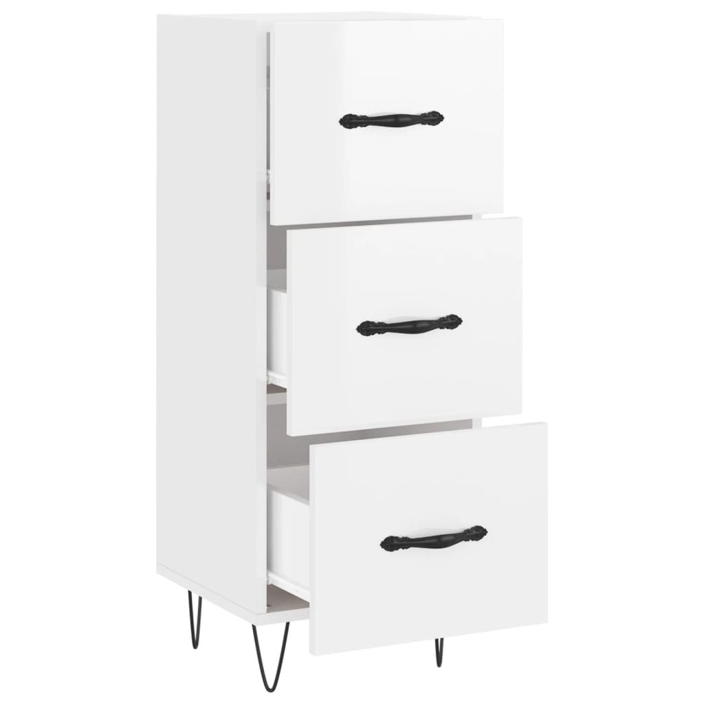 Komoda sjajna bijela 34,5 x 34 x 90 cm od konstruiranog drva