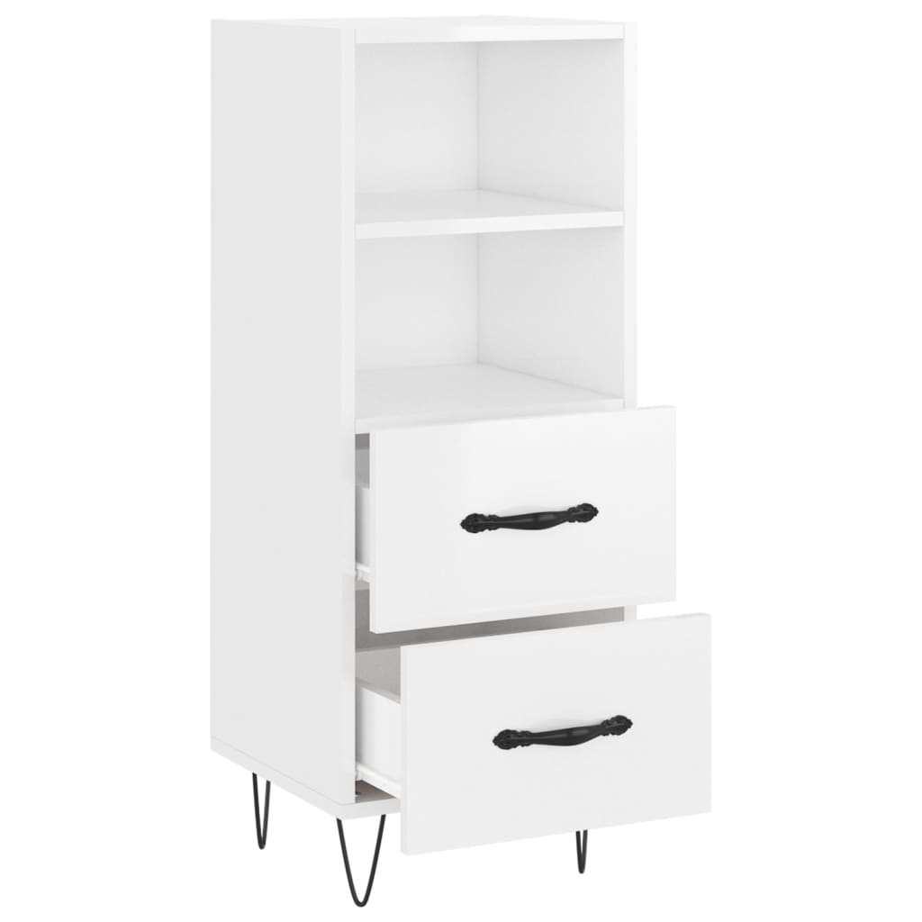 Komoda sjajna bijela 34,5 x 34 x 90 cm od konstruiranog drva