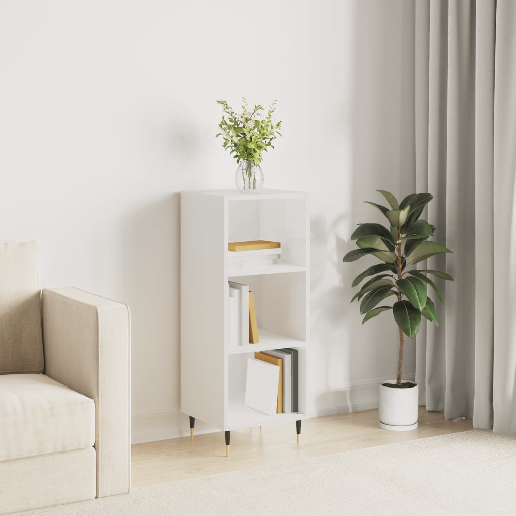 Komoda sjajna bijela 34,5 x 32,5 x 90 cm od konstruiranog drva