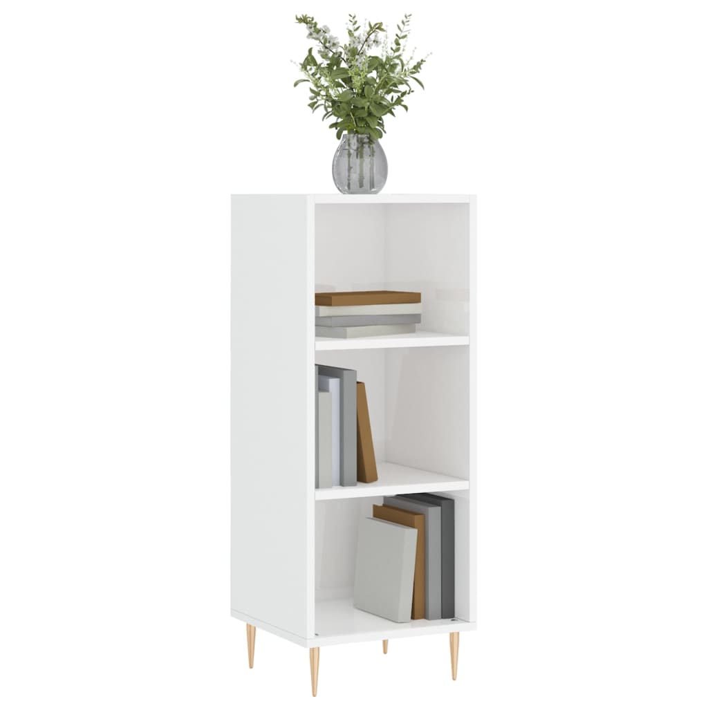 Komoda sjajna bijela 34,5 x 32,5 x 90 cm od konstruiranog drva