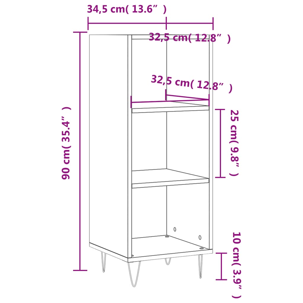 Komoda boja hrasta sonome 34,5x32,5x90 cm konstruirano drvo
