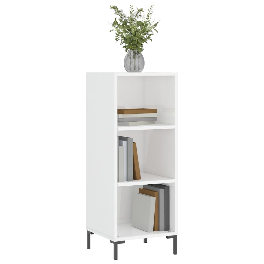 Komoda sjajna bijela 34,5 x 32,5 x 90 cm od konstruiranog drva