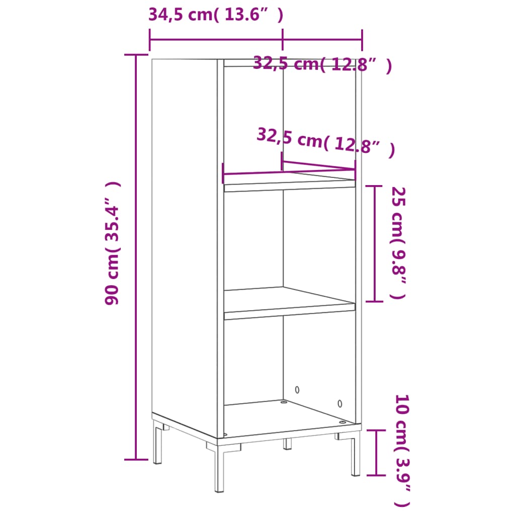 Komoda boja dimljenog hrasta 34,5x32,5x90 cm konstruirano drvo