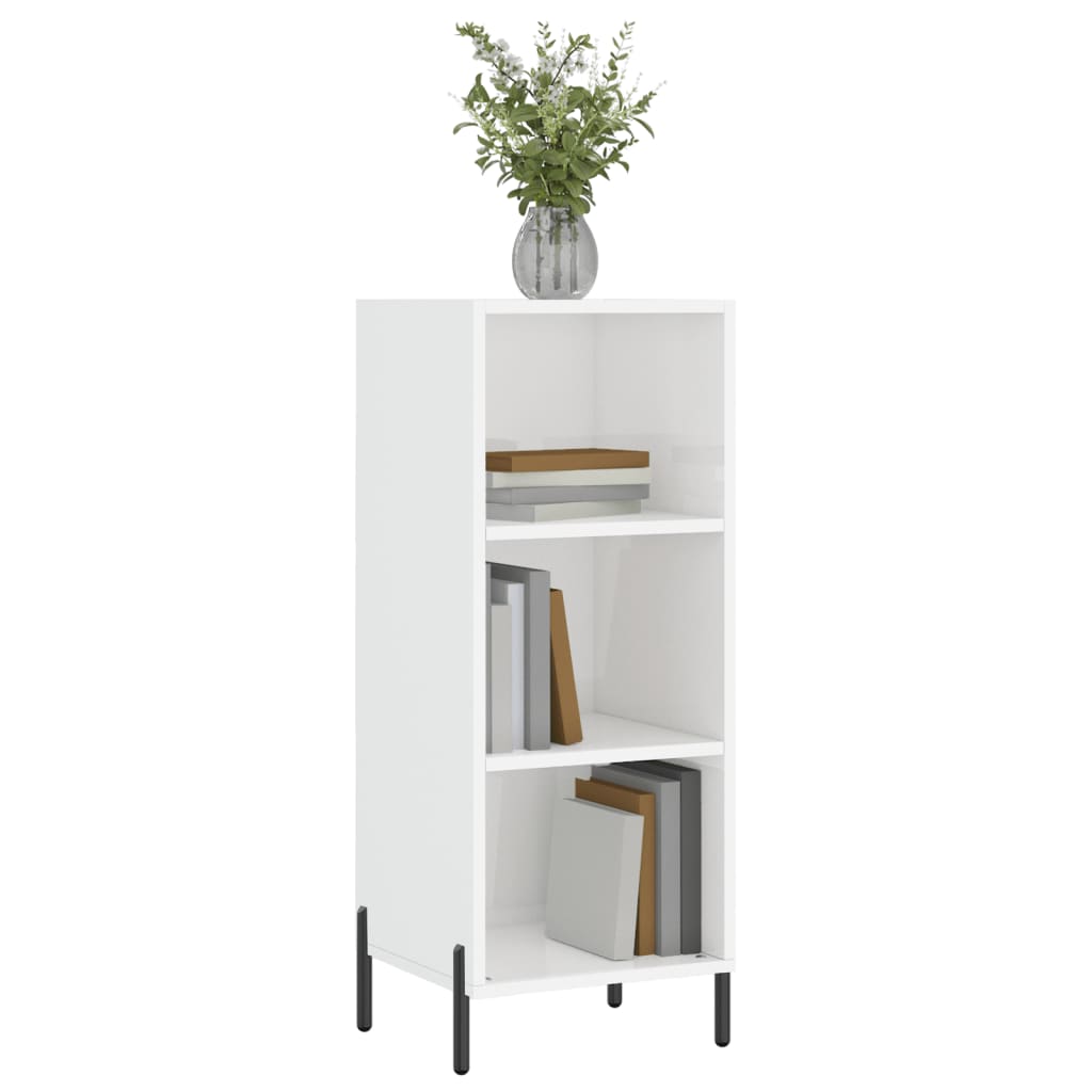 Komoda sjajna bijela 34,5 x 32,5 x 90 cm od konstruiranog drva