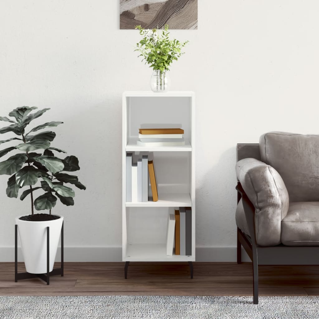 Komoda sjajna bijela 34,5 x 32,5 x 90 cm od konstruiranog drva