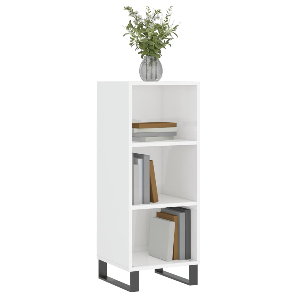 Komoda sjajna bijela 34,5 x 32,5 x 90 cm od konstruiranog drva