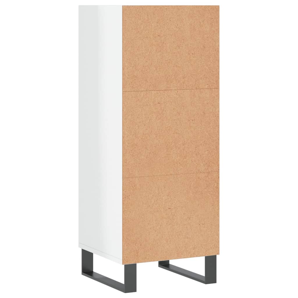 Komoda sjajna bijela 34,5 x 32,5 x 90 cm od konstruiranog drva