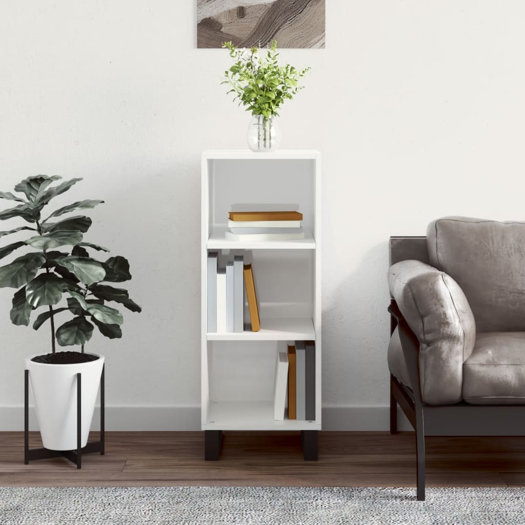 Komoda sjajna bijela 34,5 x 32,5 x 90 cm od konstruiranog drva