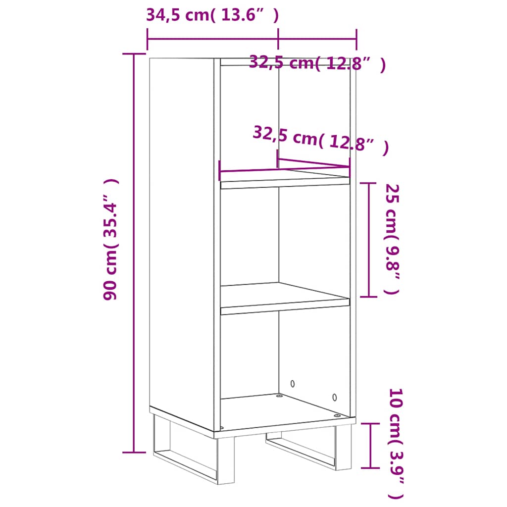 Komoda boja hrasta sonome 34,5x32,5x90 cm konstruirano drvo