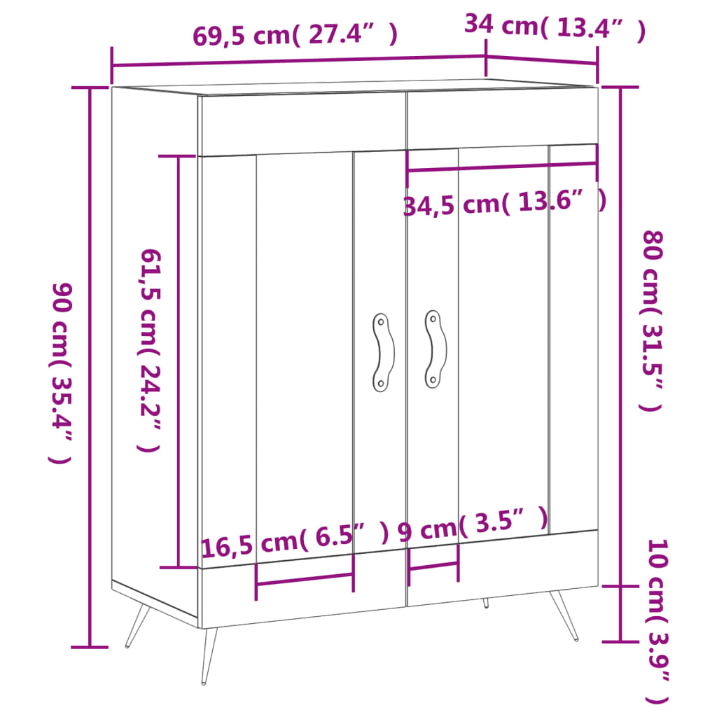 Komoda siva boja betona 69,5x34x90 cm od konstruiranog drva