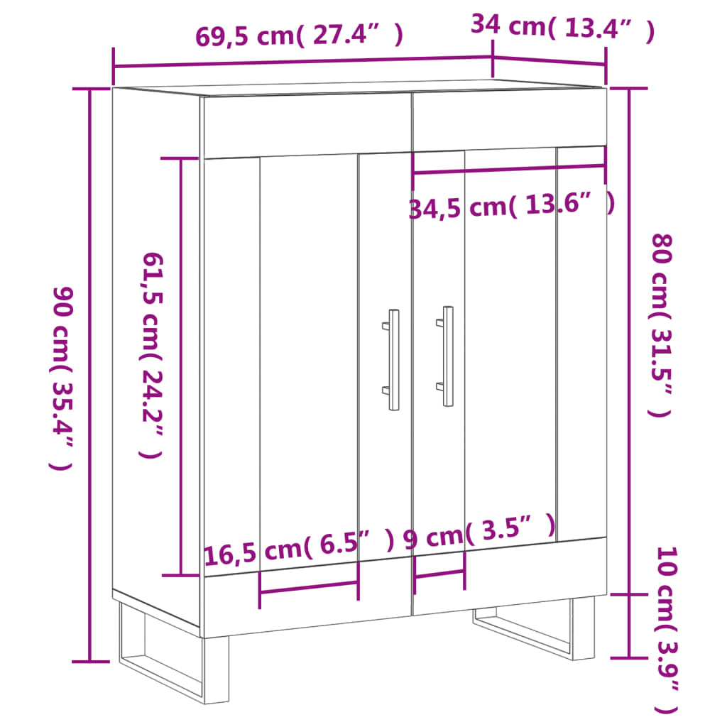 Komoda siva boja betona 69,5x34x90 cm od konstruiranog drva