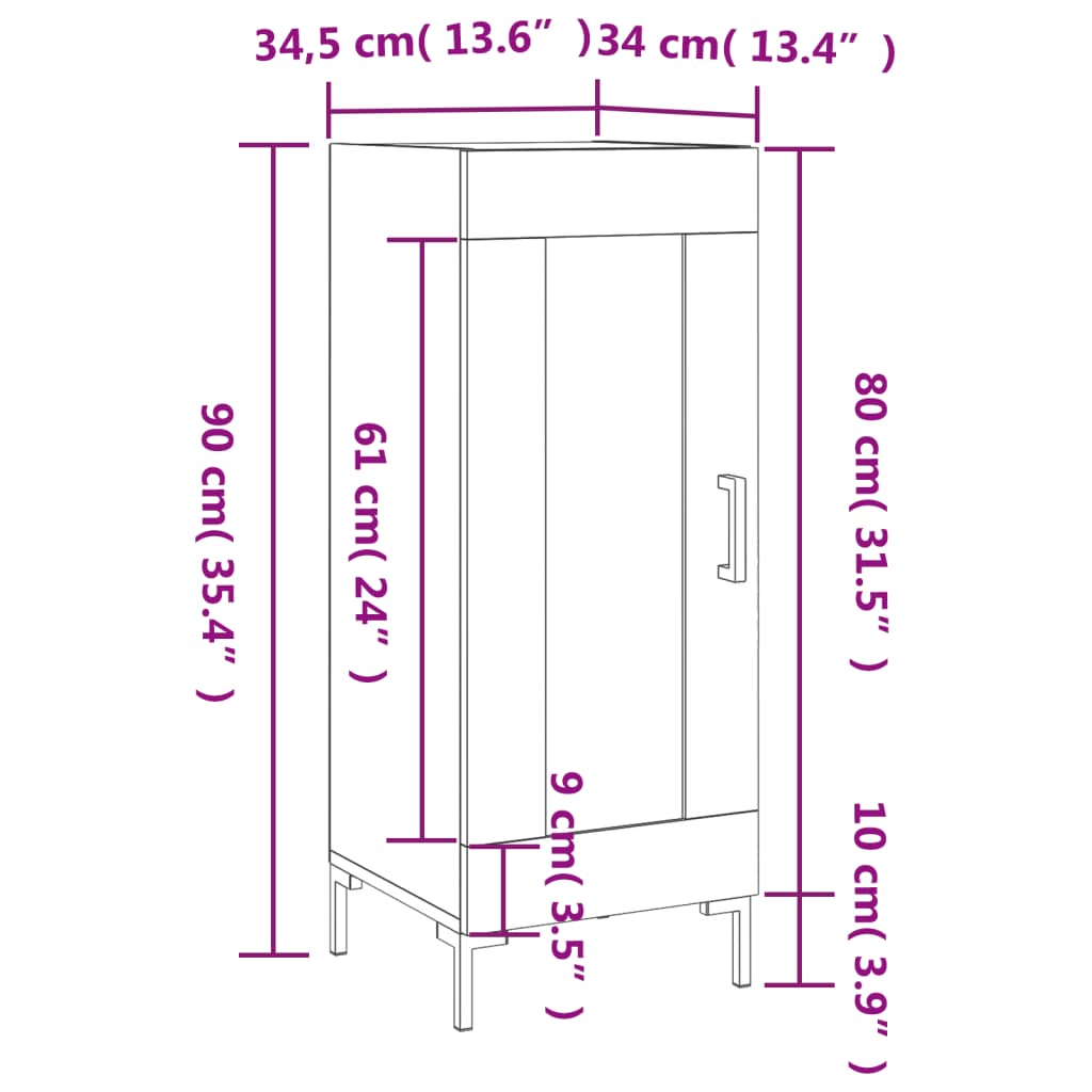 Komoda boja hrasta sonome 34,5x34x90 cm od konstruiranog drva