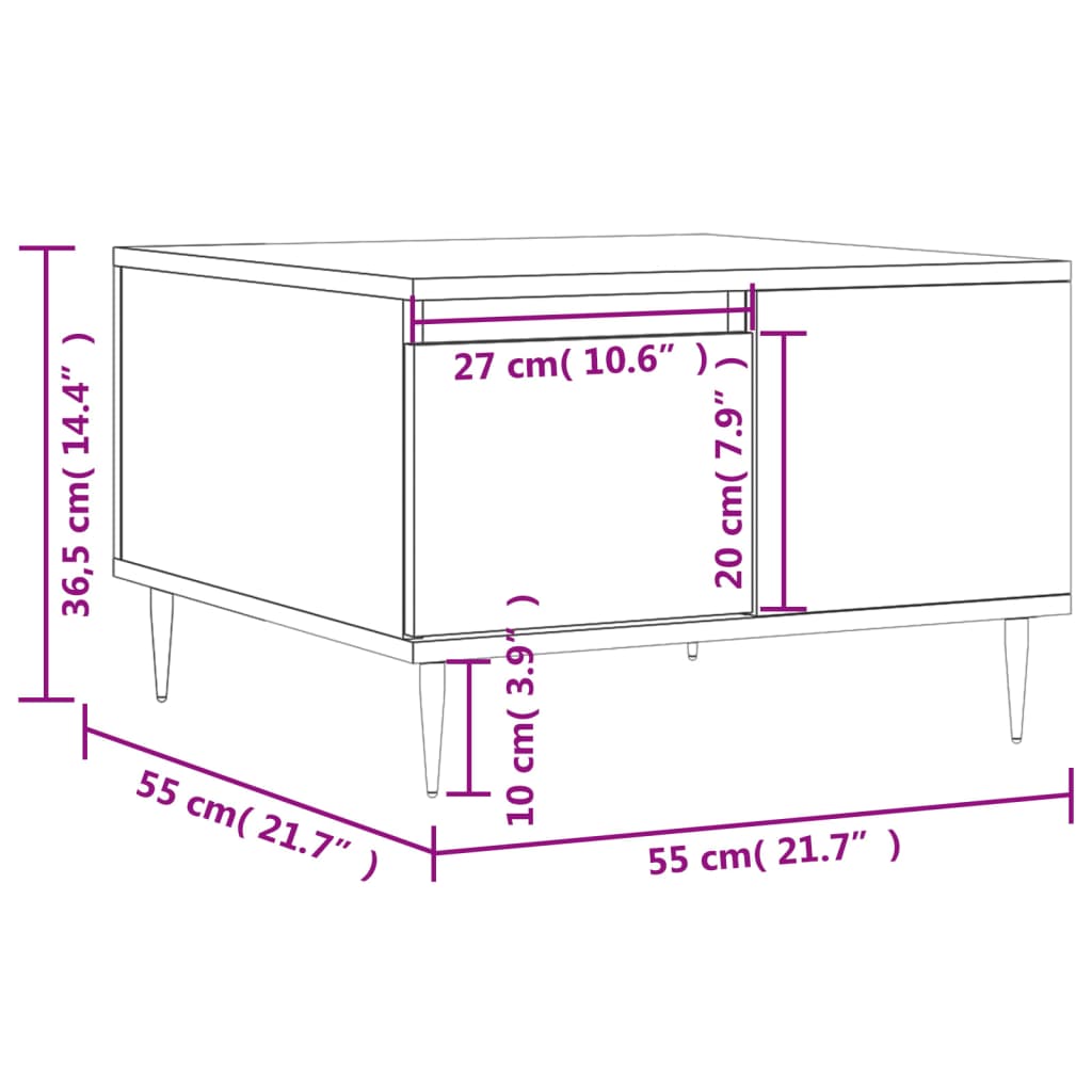Stolić za kavu crni 55 x 55 x 36,5 cm od konstruiranog drva