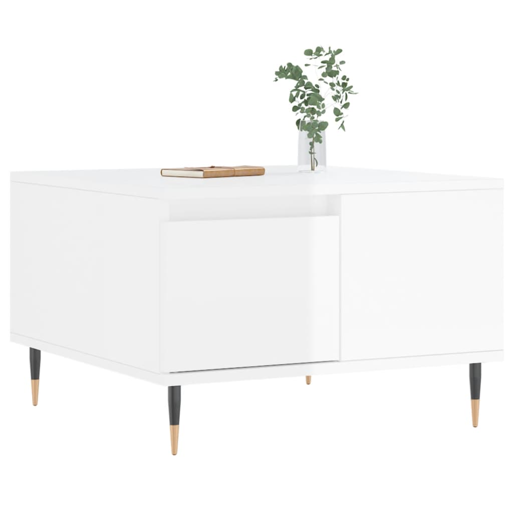 Stolić za kavu sjajni bijeli 55x55x36,5 cm konstruirano drvo
