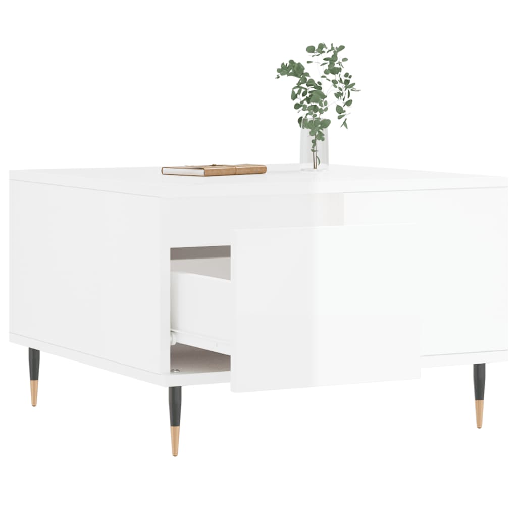 Stolić za kavu sjajni bijeli 55x55x36,5 cm konstruirano drvo