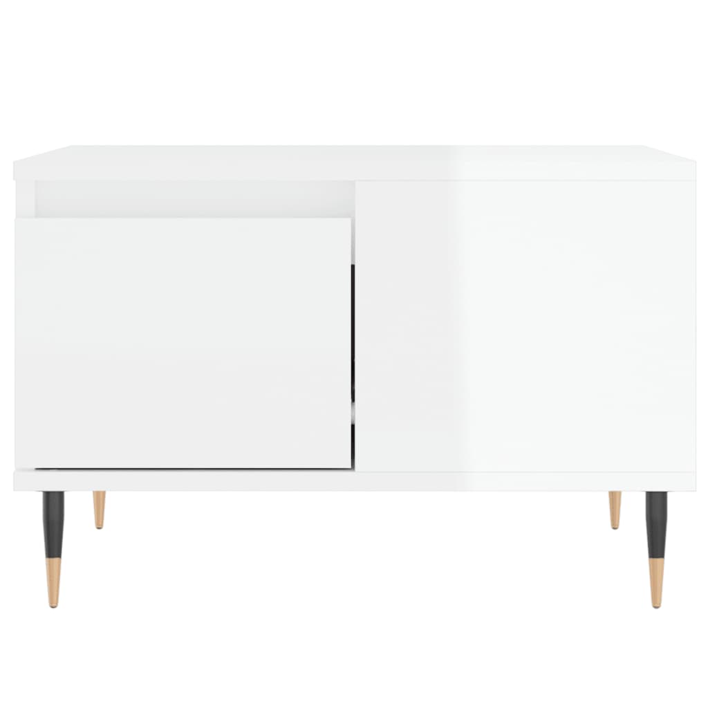 Stolić za kavu sjajni bijeli 55x55x36,5 cm konstruirano drvo
