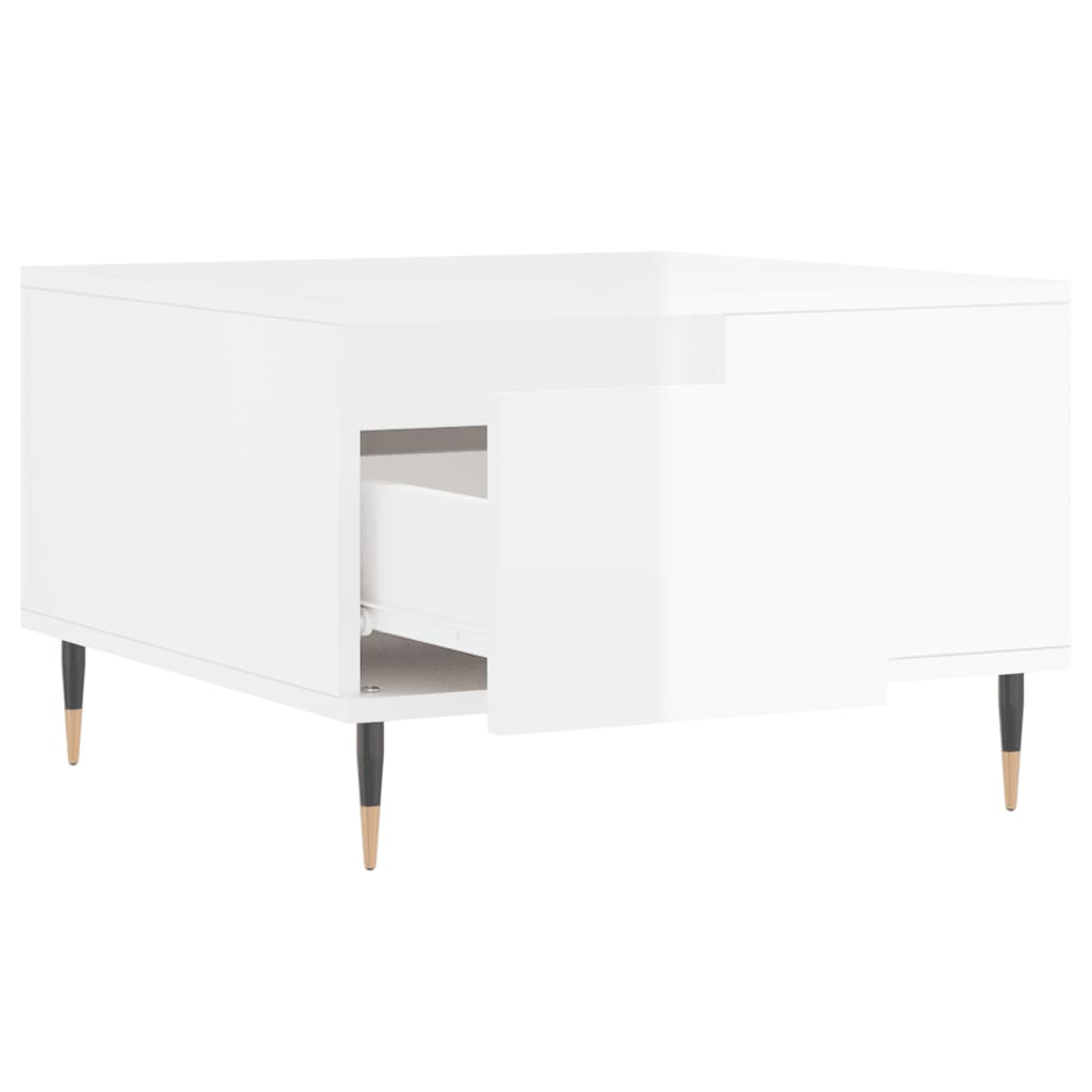 Stolić za kavu sjajni bijeli 55x55x36,5 cm konstruirano drvo