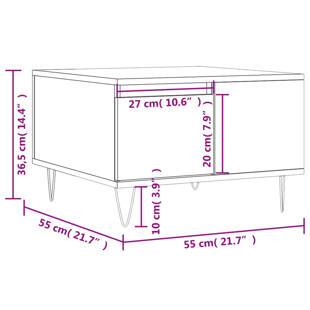 Stolić za kavu boja hrasta 55 x 55 x 36,5 cm konstruirano drvo