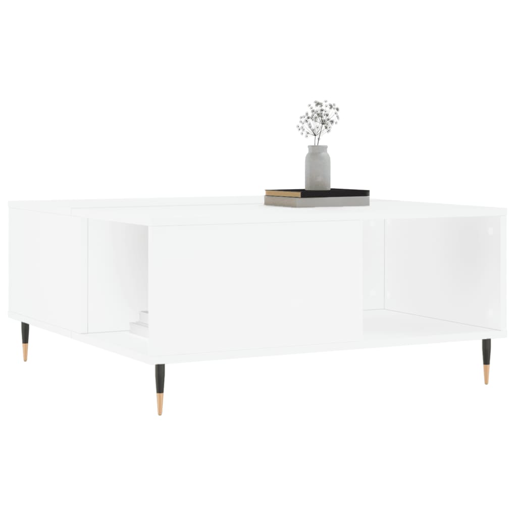 Stolić za kavu bijeli 80 x 80 x 36,5 cm od konstruiranog drva