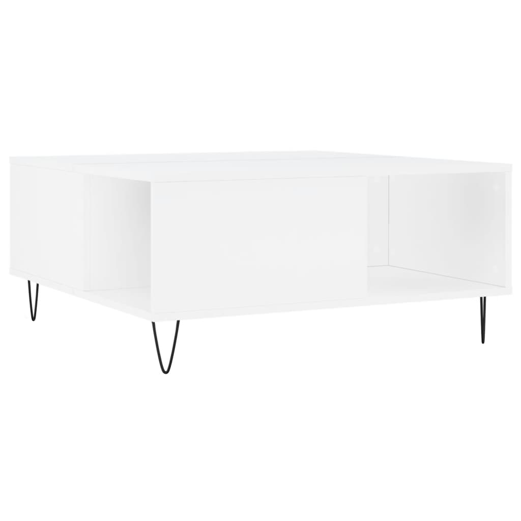 Stolić za kavu bijeli 80 x 80 x 36,5 cm od konstruiranog drva