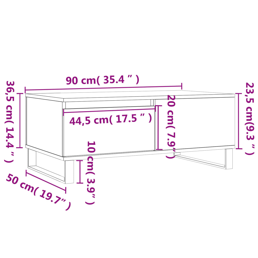 Stolić za kavu boja sivog hrasta 90x50x36,5cm konstruirano drvo