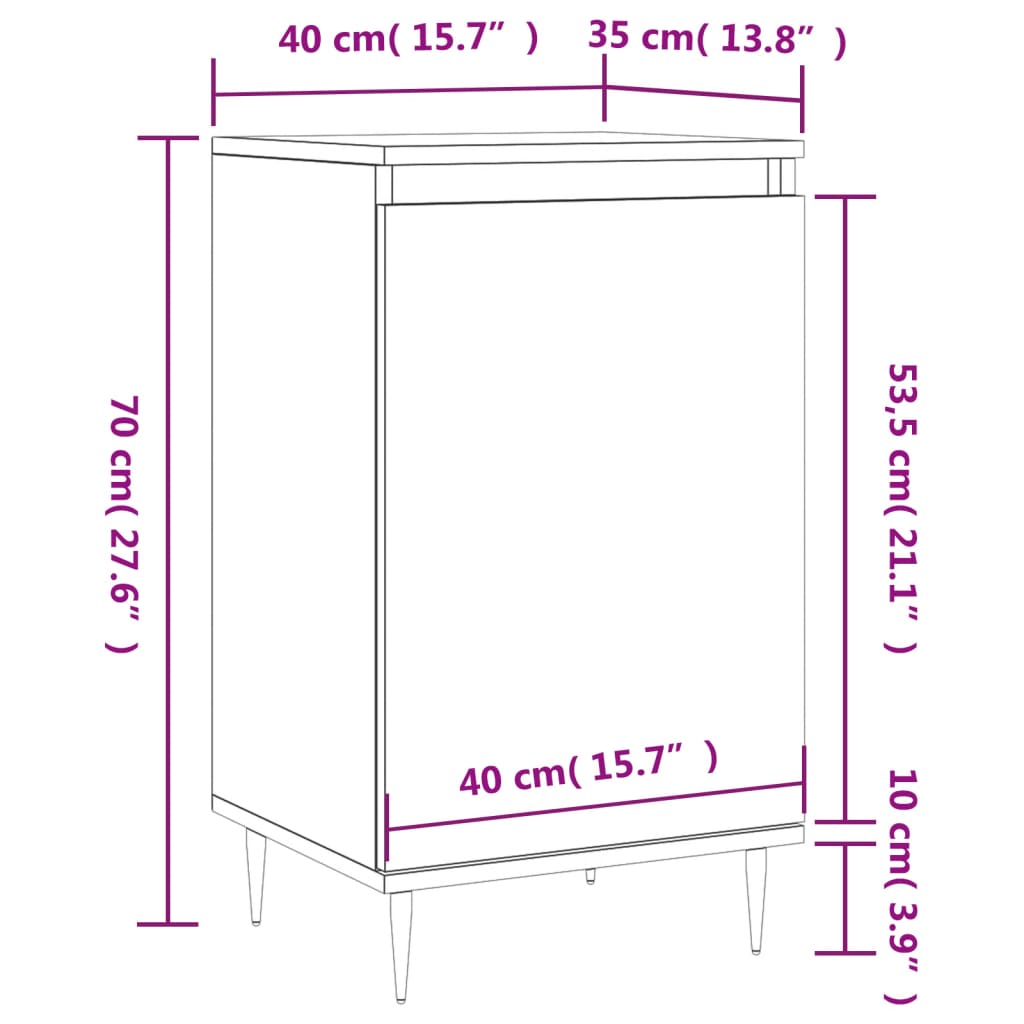 Komode 2 kom bijele 40 x 35 x 70 cm od konstruiranog drva