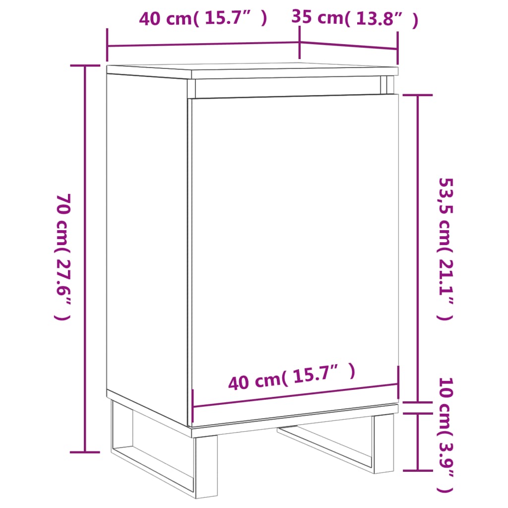 Komode 2 kom boja betona 40 x 35 x 70 cm od konstruiranog drva